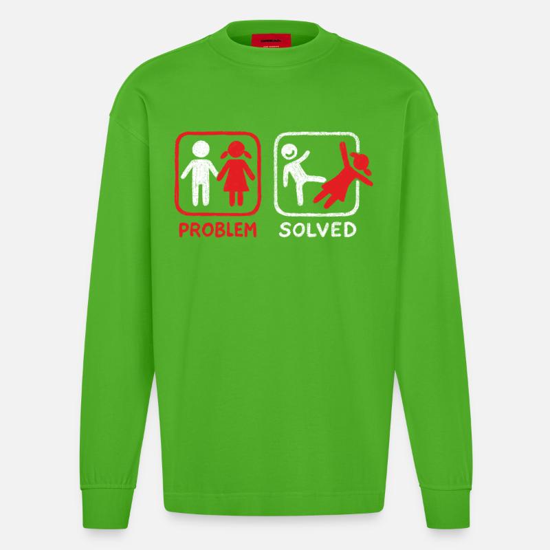 Problem Solved - Heavyweight Oversized Organic Langarmshirt Made in EU - Apple Neon