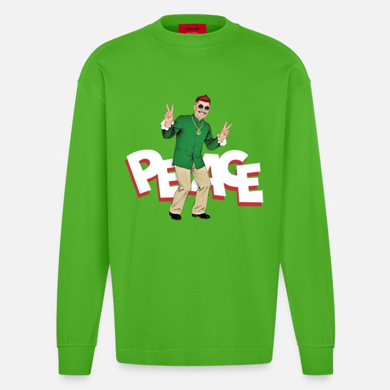 PEACE MAN – nette Leute - Heavyweight Oversized Organic Langarmshirt Made in EU - Apple Neon