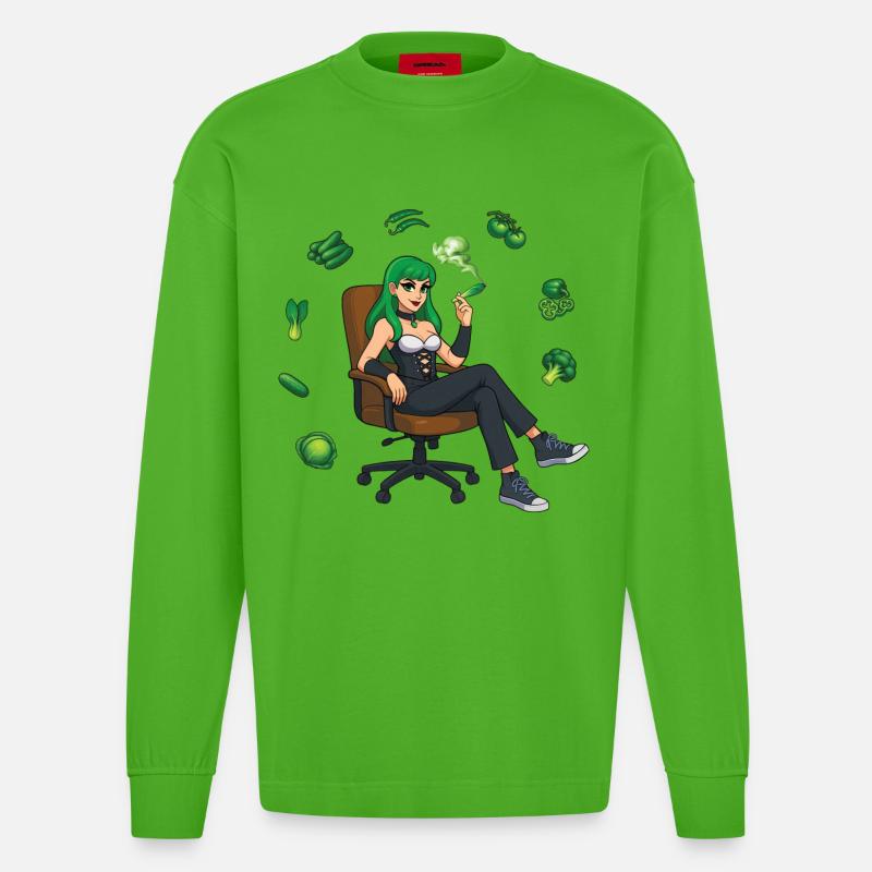 SEI GRÜN #1 – nette Leute - Heavyweight Oversized Organic Langarmshirt Made in EU - Apple Neon