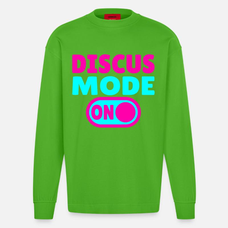 Discus Mode ON - Diskuswerfer - Heavyweight Oversized Organic Langarmshirt Made in EU - Apple Neon