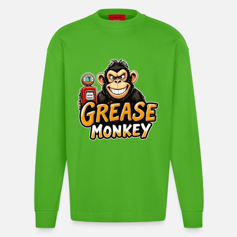 Mécanisme du sourire de GreaseMonkey - Manches longues bio épais oversize fabriqué en UE - Apple Neon