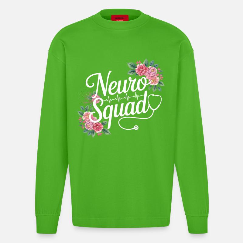 Neuro Squad Florale Medics - Heavyweight Oversized Organic Langarmshirt Made in EU - Apple Neon