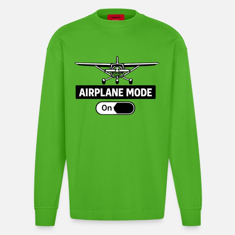 Flugmodus An Airplane Mode On Pilot - Heavyweight Oversized Organic Langarmshirt Made in EU - Apple Neon