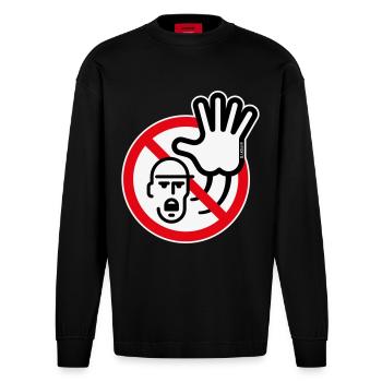 Warning Sign / Warning / Prohibition (Symbol / 3C) - Heavyweight Oversized Organic Longsleeve Shirt Made in EU - SOLID BLACK - Front