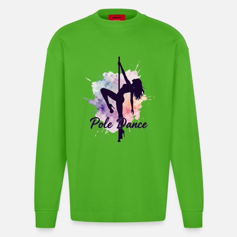 Pole Dance Poledancerinnen Aquarell stark Geschenk - Heavyweight Oversized Organic Langarmshirt Made in EU - Apple Neon