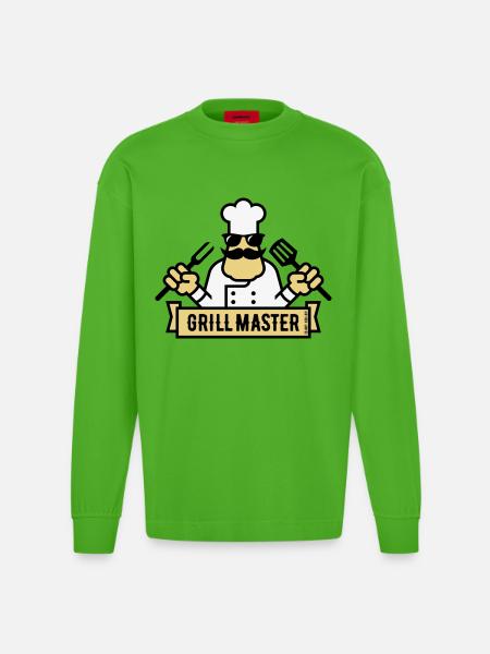 Grill Master (Grilling / Barbecue / BBQ / 3C) - Heavyweight Oversized Organic Longsleeve Shirt Made in EU - Apple Neon