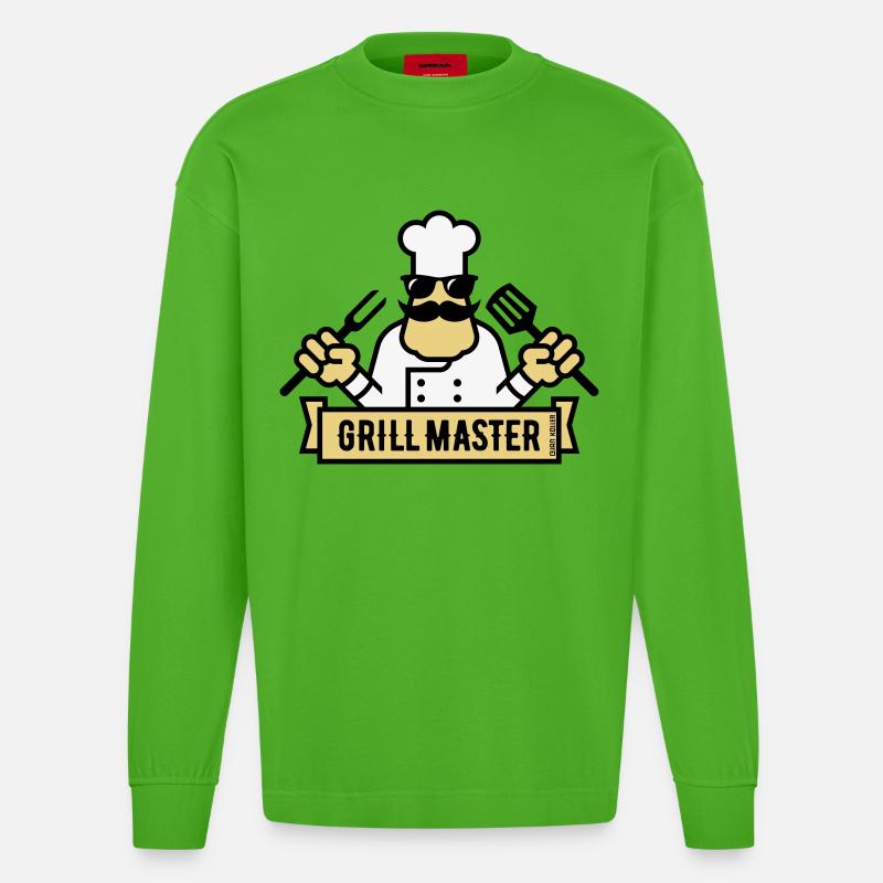 Grill Master (Grill / Barbecue / BBQ / 3C) - Manches longues bio épais oversize fabriqué en UE - Apple Neon