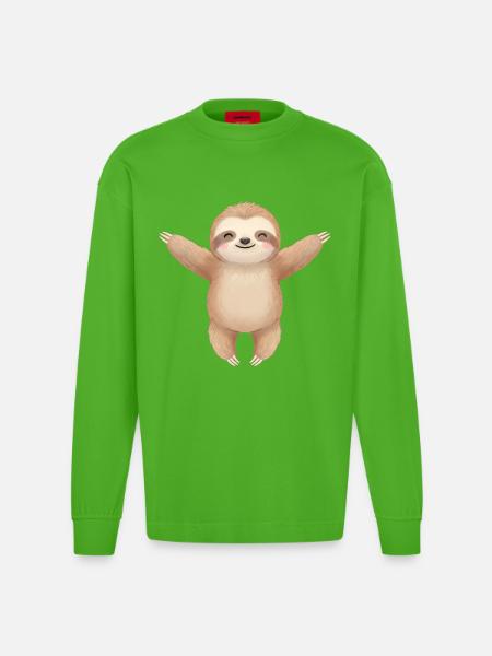 Baby Sloth - Heavyweight Oversized Organic Longsleeve Shirt Made in EU - Apple Neon