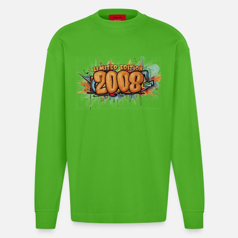 Limited Edition 2008 Graffiti - Heavyweight Oversized Organic Langarmshirt Made in EU - Apple Neon