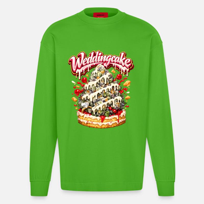 Wedding Cake Graffiti Bud Art Print - Heavyweight Oversized Organic Langarmshirt Made in EU - Apple Neon