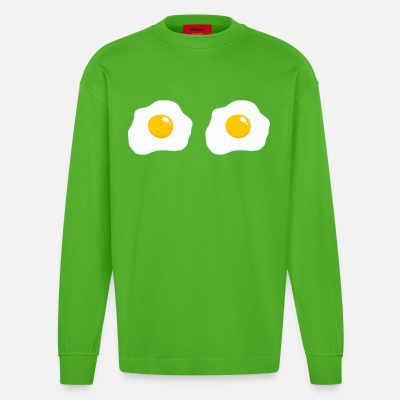 Dessin animé Double Miroir Egg - Manches longues bio épais oversize fabriqué en UE - Apple Neon