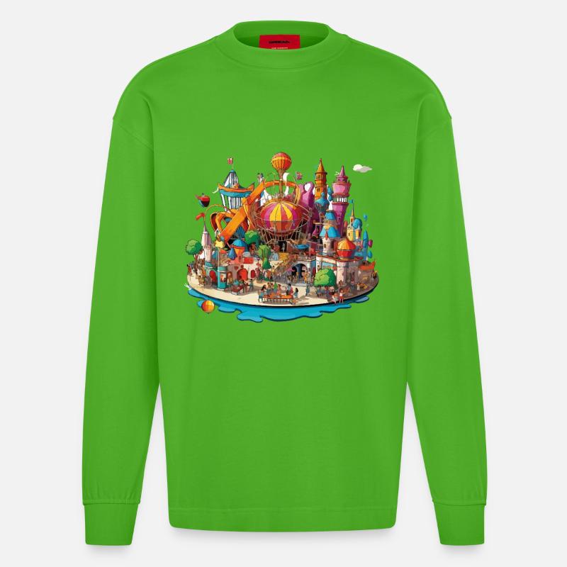 Farbenfrohe Freizeitinsel - Heavyweight Oversized Organic Langarmshirt Made in EU - Apple Neon