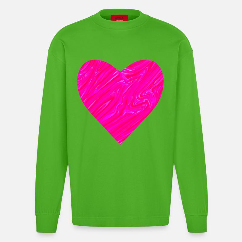 Neon Herz zum Muttertag - Heavyweight Oversized Organic Langarmshirt Made in EU - Apple Neon