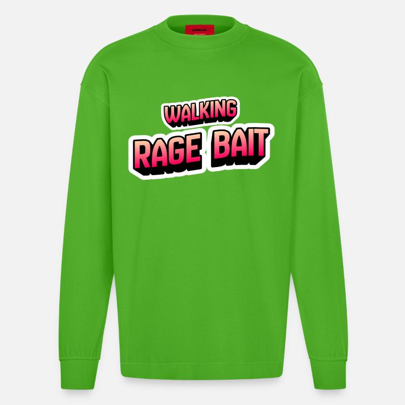 Walking Rage Bait - Heavyweight Oversized Organic Langarmshirt Made in EU - Apple Neon