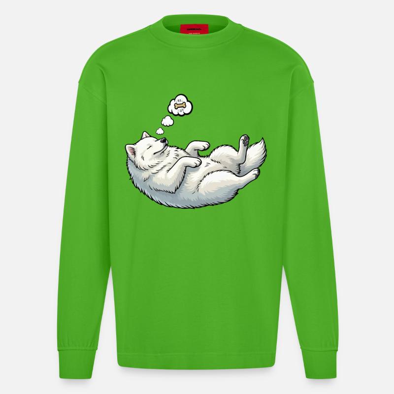 Samoyed Samoyed Owner Samoyed Lovers - Heavyweight Oversized Organic Longsleeve Shirt Made in EU - Apple Neon