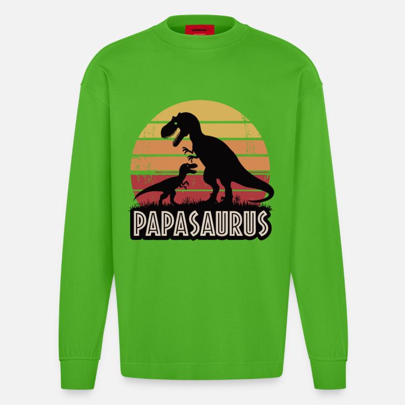 Papasaurus - Heavyweight Oversized Organic Langarmshirt Made in EU - Apple Neon