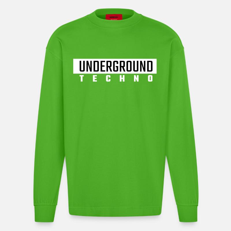 Underground Techno - Heavyweight Oversized Organic Langarmshirt Made in EU - Apple Neon