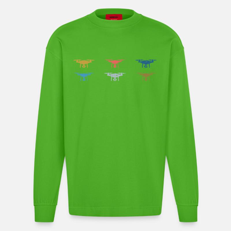 Heartbeat Drone Drones - Manches longues bio épais oversize fabriqué en UE - Apple Neon