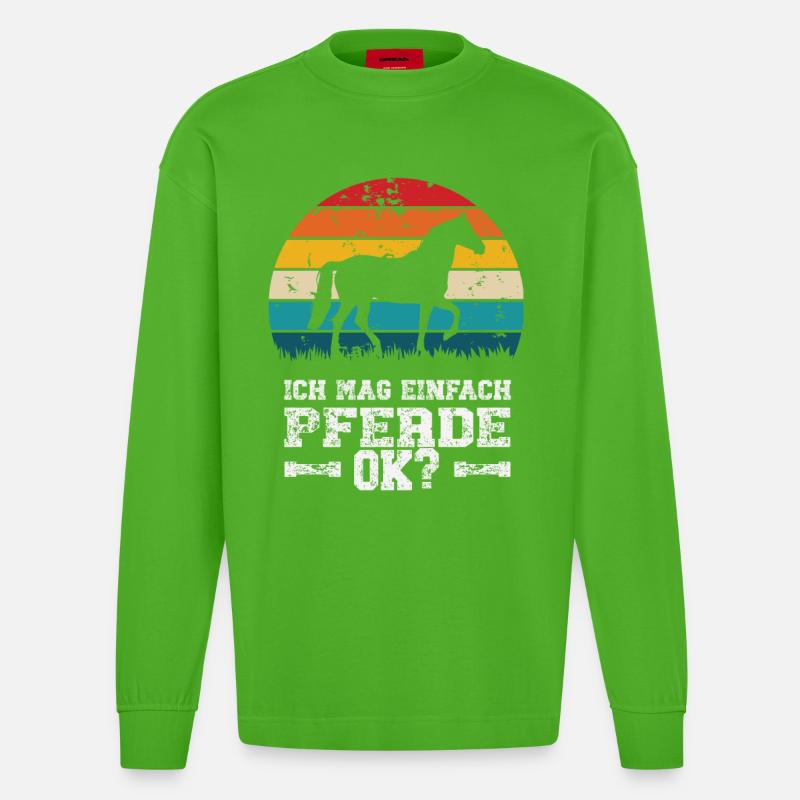 J’aime les chevaux - Manches longues bio épais oversize fabriqué en UE - Apple Neon