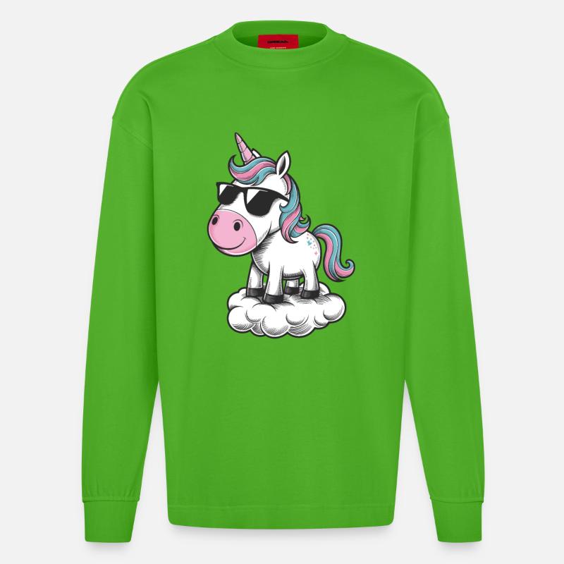 colles Einhorn - Heavyweight Oversized Organic Langarmshirt Made in EU - Apple Neon
