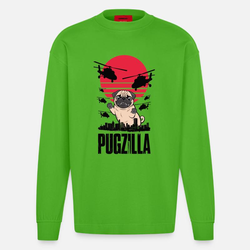 Pugzilla - Manches longues bio épais oversize fabriqué en UE - Apple Neon