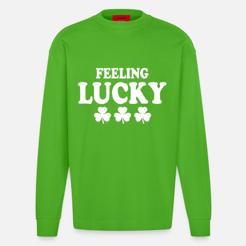 feeling lucky - Heavyweight Oversized Organic Langarmshirt Made in EU - Apple Neon