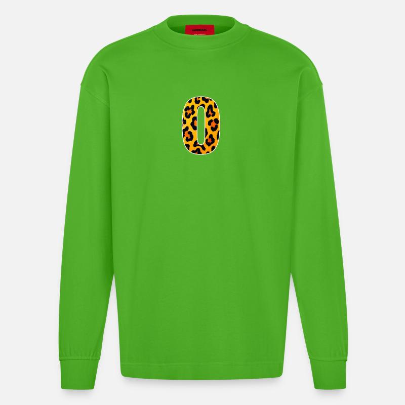 Leopard Zero Print - Heavyweight Oversized Organic Langarmshirt Made in EU - Apple Neon