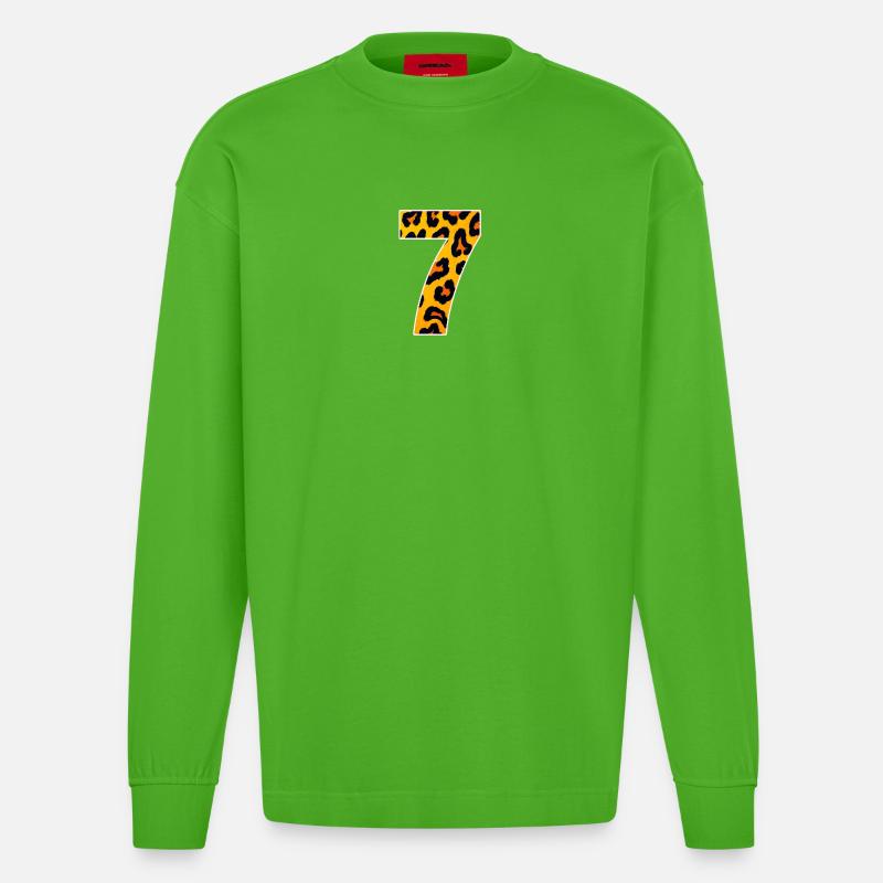 Leopard 7 Neon Muster - Heavyweight Oversized Organic Langarmshirt Made in EU - Apple Neon