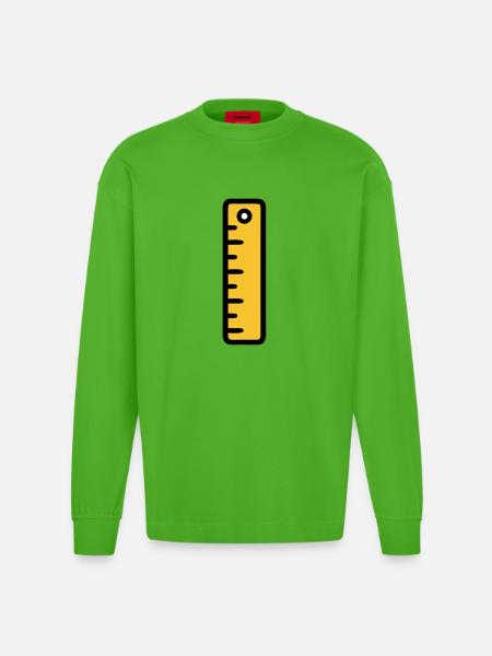 Scale Ruler Tool Office - Heavyweight Oversized Organic Longsleeve Shirt Made in EU - Apple Neon
