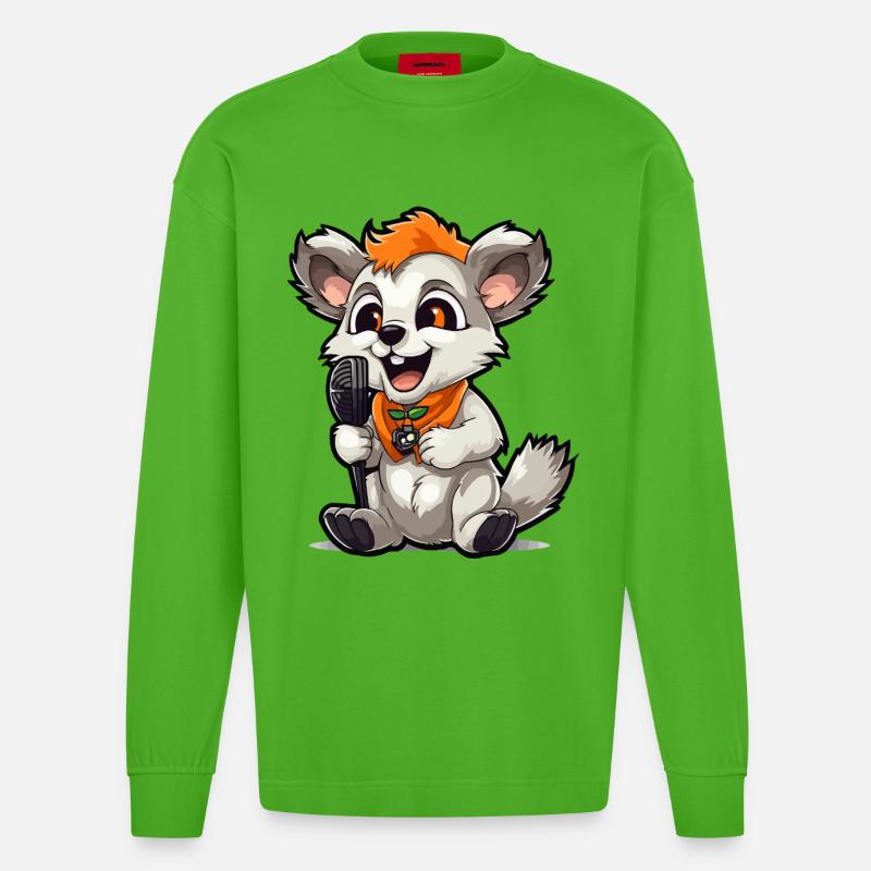 Singtierchen mit Mikrofon - Heavyweight Oversized Organic Langarmshirt Made in EU - Apple Neon