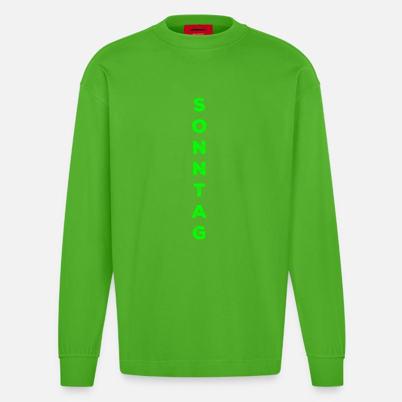 Dimanche - vert - Manches longues bio épais oversize fabriqué en UE - Apple Neon