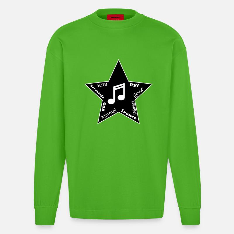EDM Techno Stern - Heavyweight Oversized Organic Langarmshirt Made in EU - Apple Neon