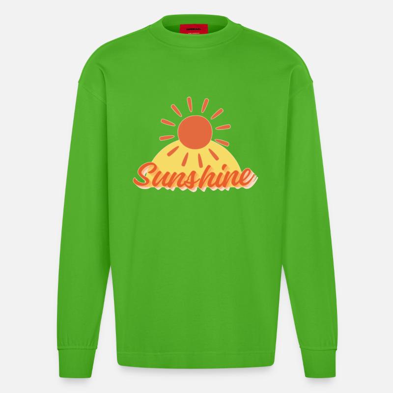 Die Sonne scheint - Heavyweight Oversized Organic Langarmshirt Made in EU - Apple Neon