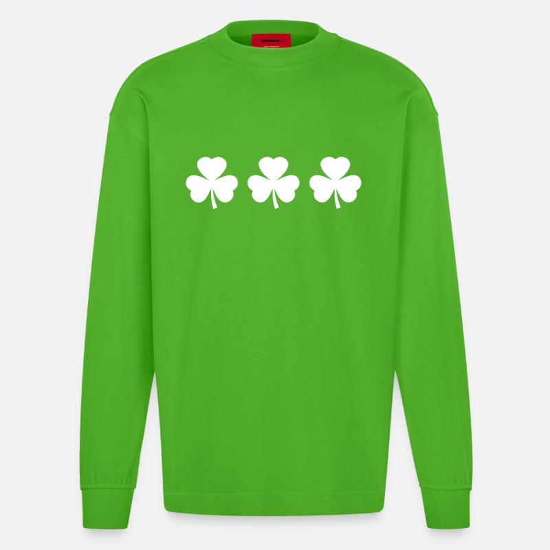 Trèfle de la Saint-Patrick d’Irlande - Manches longues bio épais oversize fabriqué en UE - Apple Neon