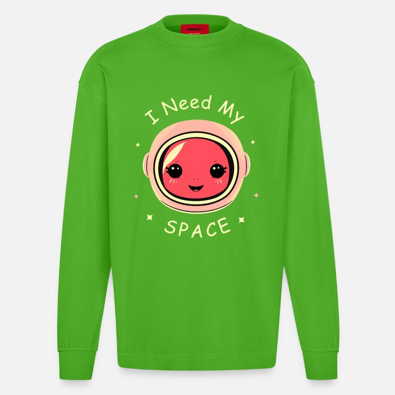Astronaut - Heavyweight Oversized Organic Langarmshirt Made in EU - Apple Neon
