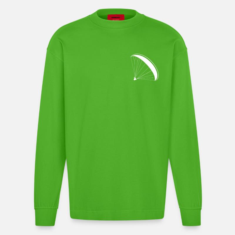 Gleitschirm Pilot Silhouette Paragliding Logo - Heavyweight Oversized Organic Langarmshirt Made in EU - Apple Neon