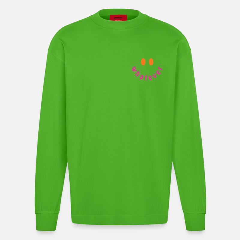 Whatever Smile - Lustiges Y2K Statement Design - Heavyweight Oversized Organic Langarmshirt Made in EU - Apple Neon