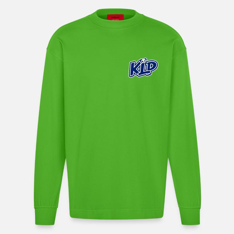 Bleu - Manches longues bio épais oversize fabriqué en UE - Apple Neon