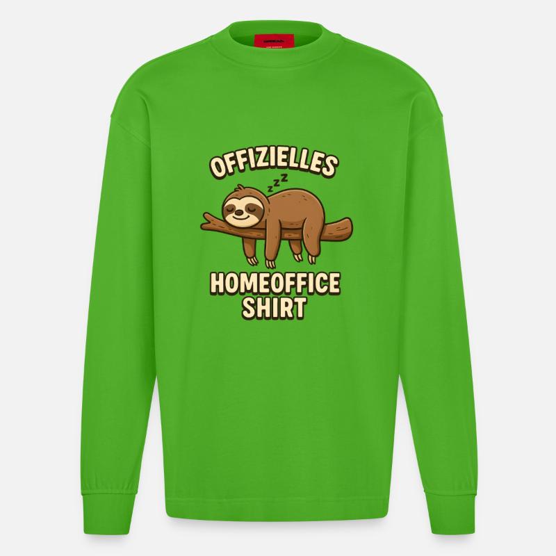 Sloth Home Office Office - Manches longues bio épais oversize fabriqué en UE - Apple Neon