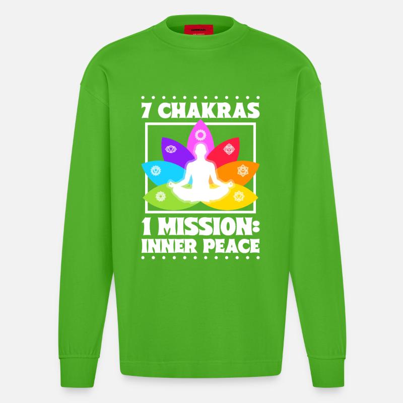 7 Chakren – Innerer Frieden - Heavyweight Oversized Organic Langarmshirt Made in EU - Apple Neon