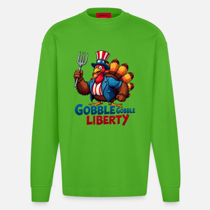 Gobble Gobble Liberty - Heavyweight Oversized Organic Langarmshirt Made in EU - Apple Neon