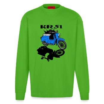 Simson Schwalbe Moped - Heavyweight Oversized Organic Langarmshirt Made in EU - Apple Neon - Vorne