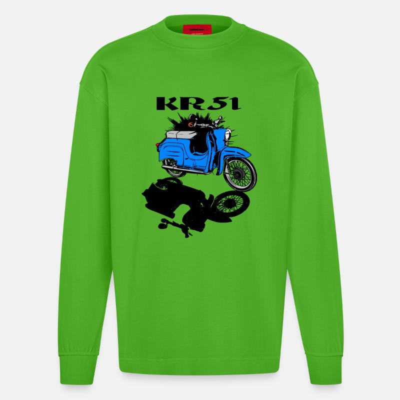 Simson Schwalbe Cyclomoteur - Manches longues bio épais oversize fabriqué en UE - Apple Neon
