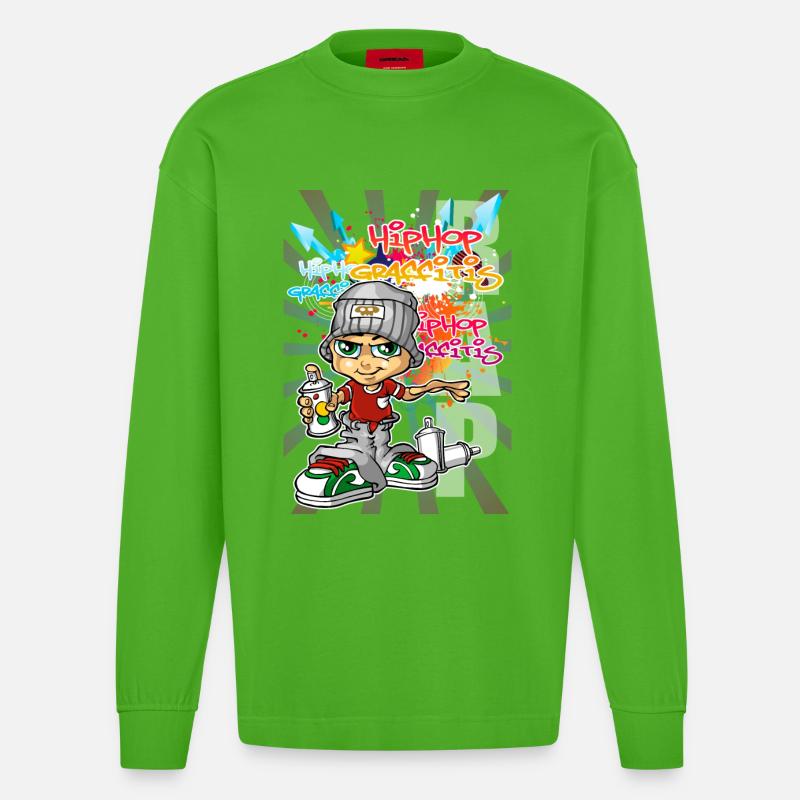 Graffiti boy background - Heavyweight Oversized Organic Langarmshirt Made in EU - Apple Neon