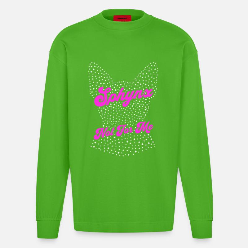 Sphynx Katze lustig - Heavyweight Oversized Organic Langarmshirt Made in EU - Apple Neon