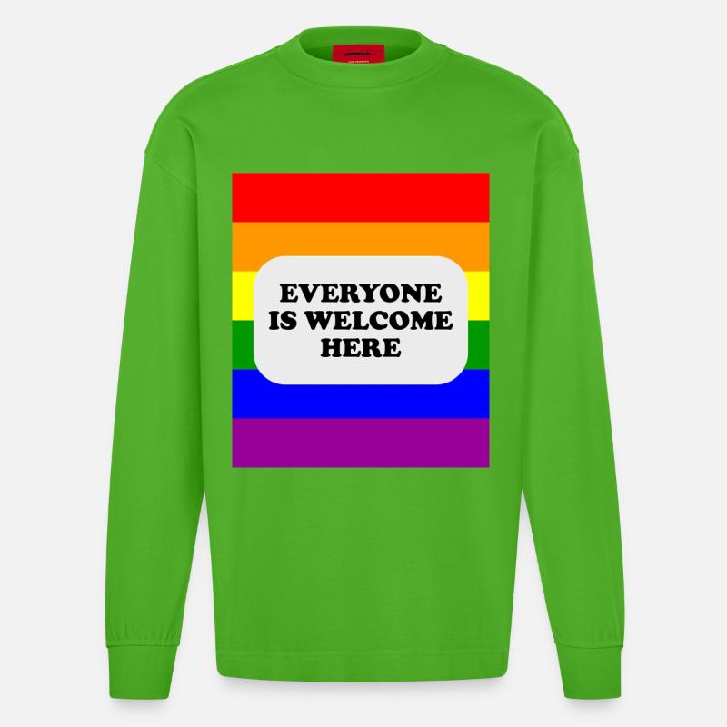 LGBT-Safe-Space-Regenbogenflagge - Heavyweight Oversized Organic Langarmshirt Made in EU - Apple Neon