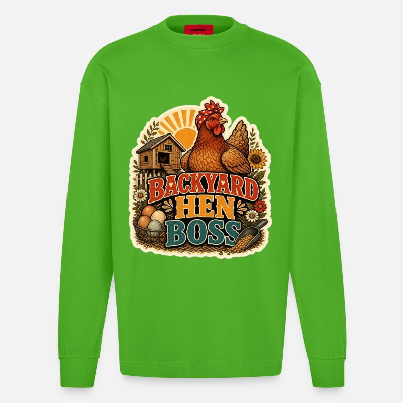 BACKYARD HEN - Heavyweight Oversized Organic Langarmshirt Made in EU - Apple Neon