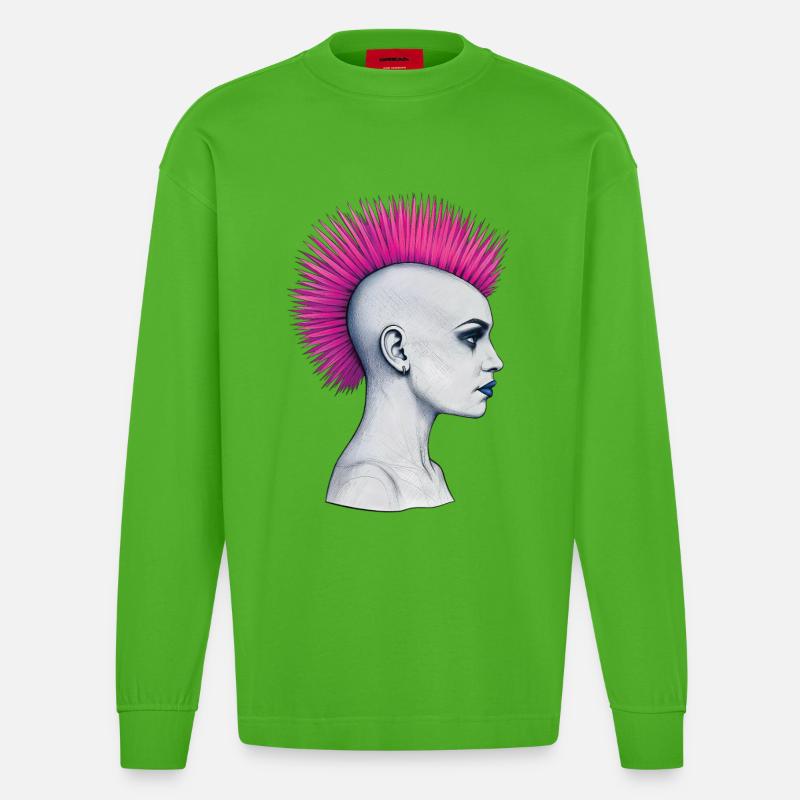 PUNKS NOT DEAD #3 – Steam Punk'n'Roll - Heavyweight Oversized Organic Langarmshirt Made in EU - Apple Neon