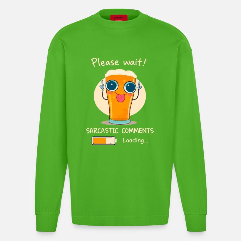 Sarkastisches Bierglas - Heavyweight Oversized Organic Langarmshirt Made in EU - Apple Neon