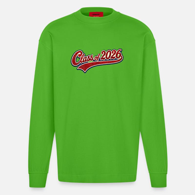 Klasse 2026 Retro Script - Heavyweight Oversized Organic Langarmshirt Made in EU - Apple Neon